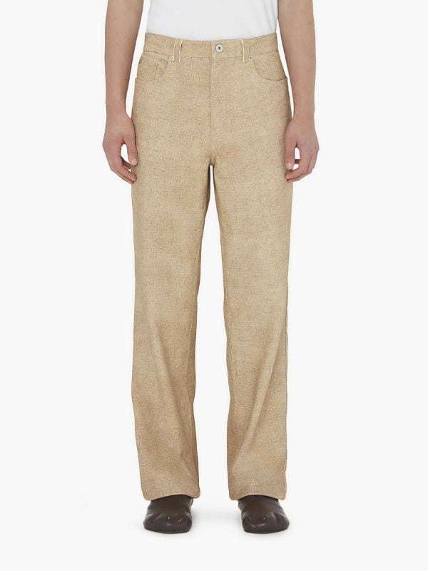 Jw Anderson Leather Straight-leg Trousers In Nude