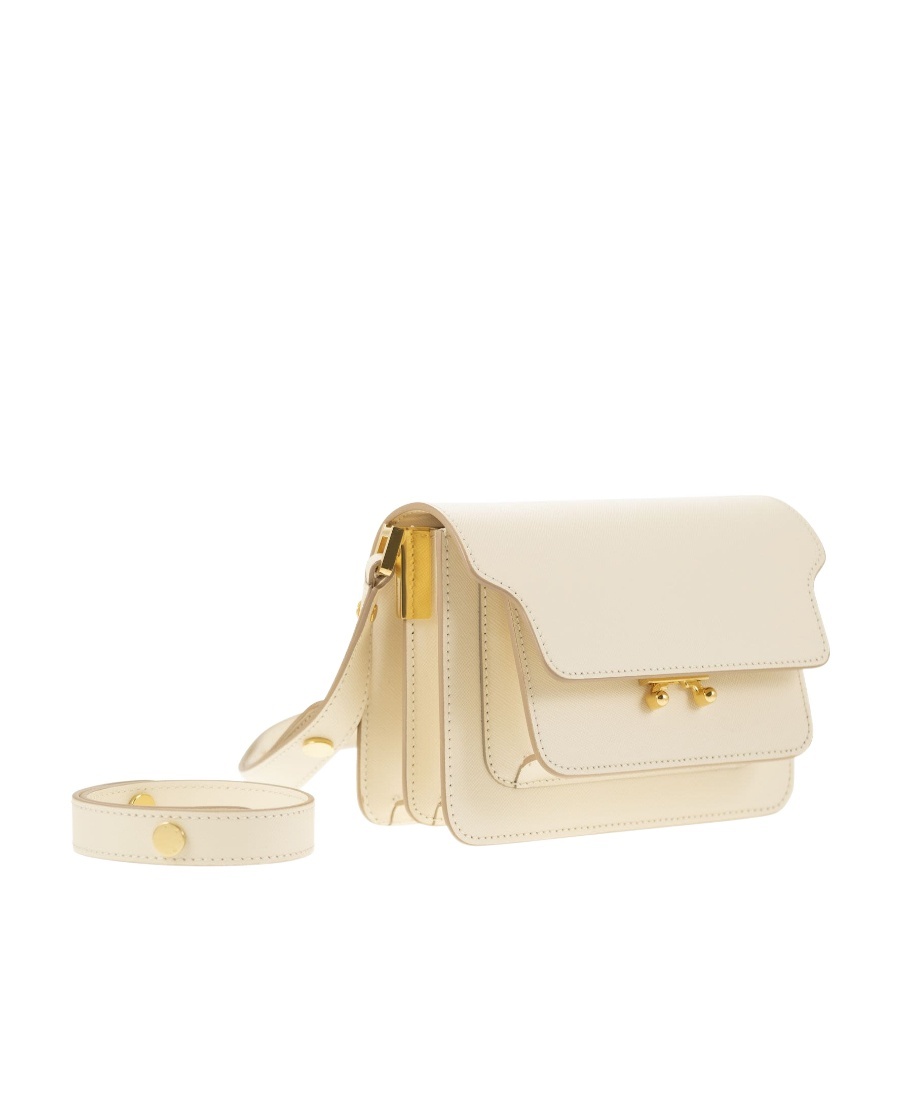 Marni Trunk Saffiano Calfskin Bag In Nude