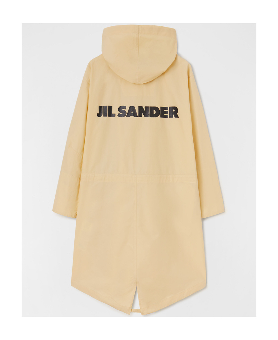 Jil Sander Logo Print Drawstring Coat In Nude