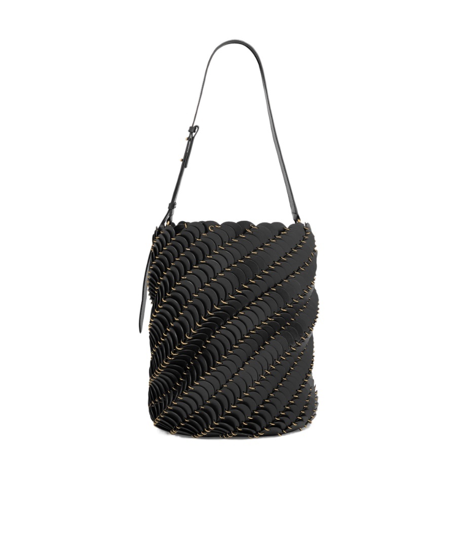 Rabanne Pacoïo Leather Bucket Bag In Black