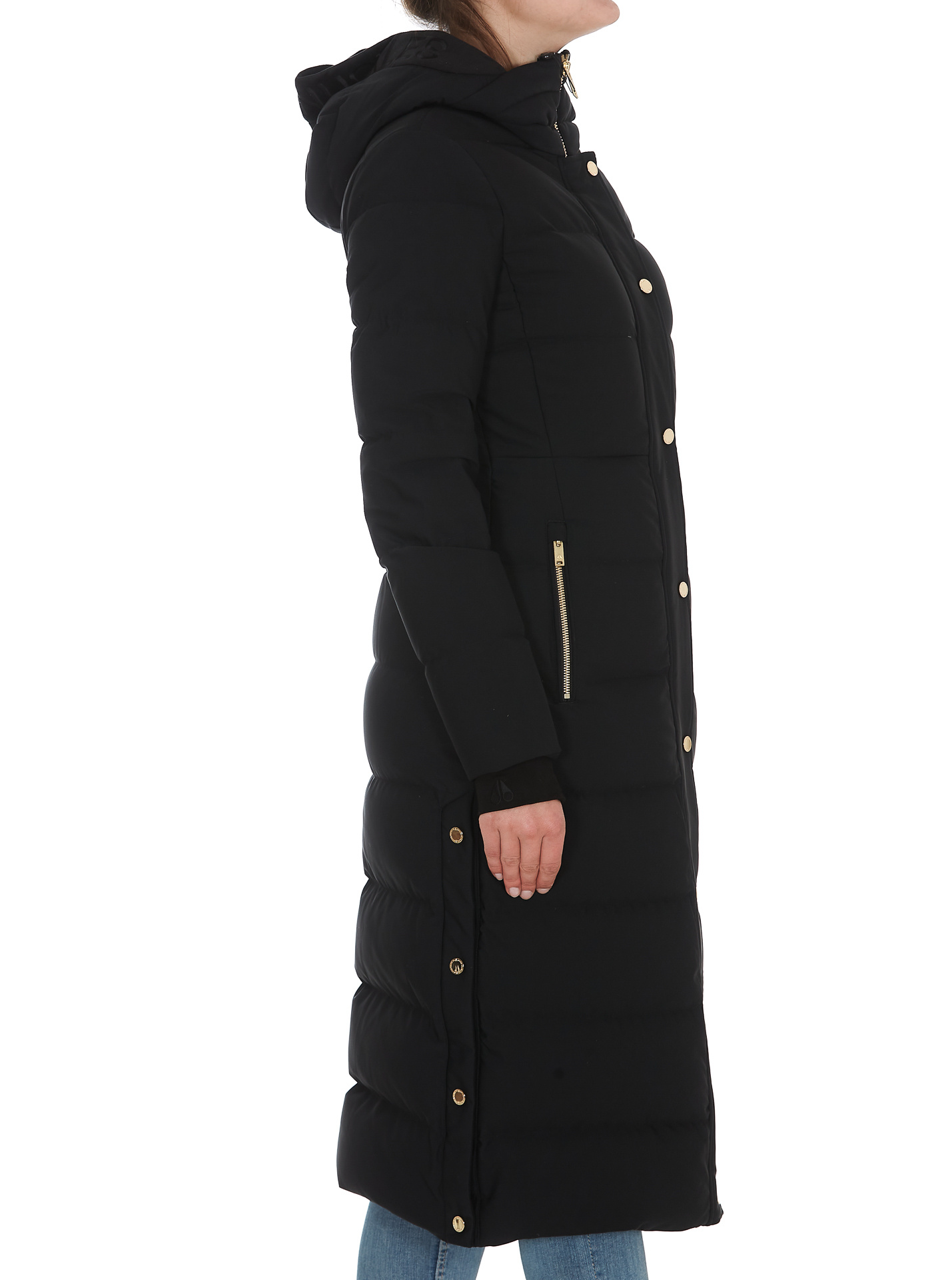 Moose Knuckles Hooded Down Jacket In Black