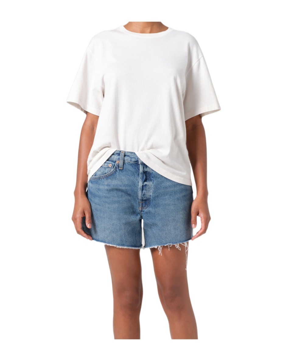AGOLDE PARKER LONG DENIM SHORTS