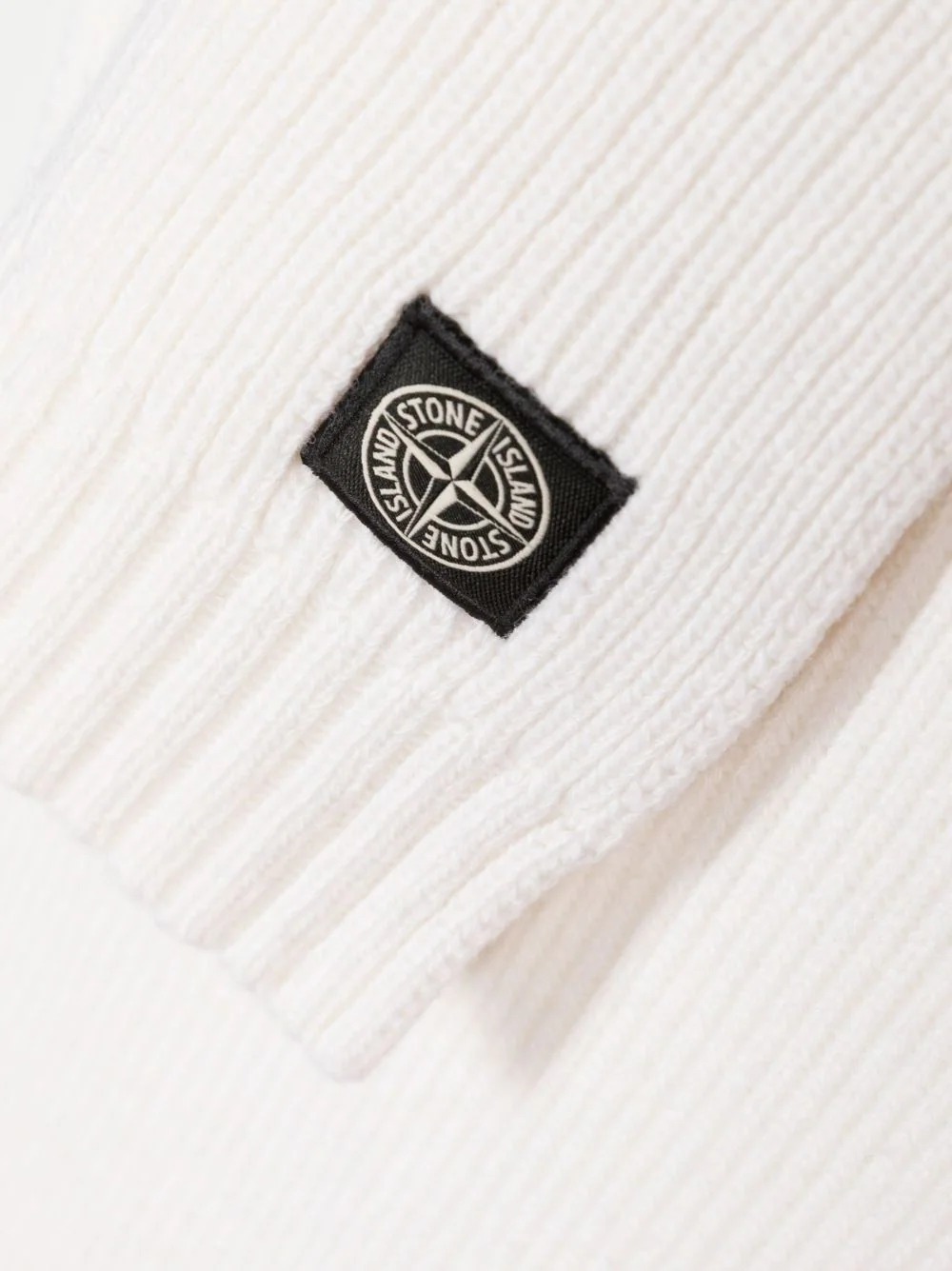 Stone Island Compass-patch Ribbed-knit Scarf In White