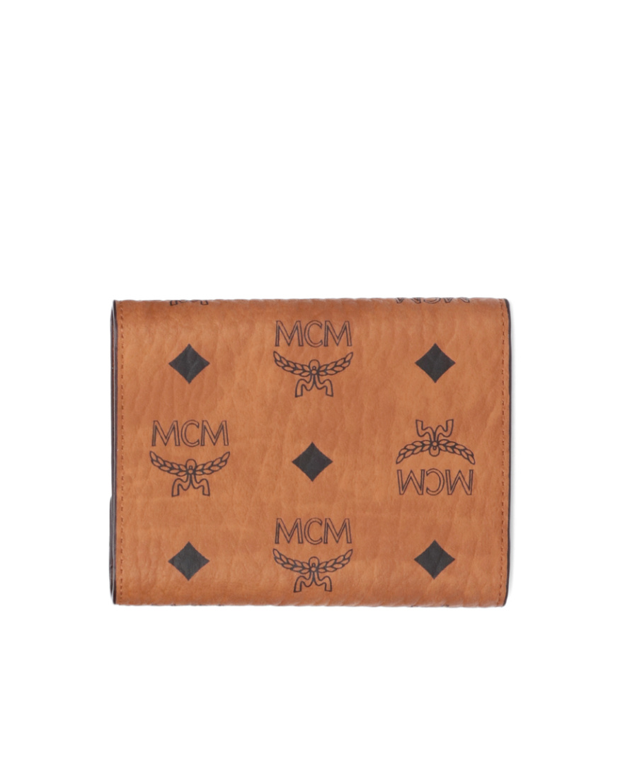 Mcm Visetos-print Leather Foldover Purse In Brown