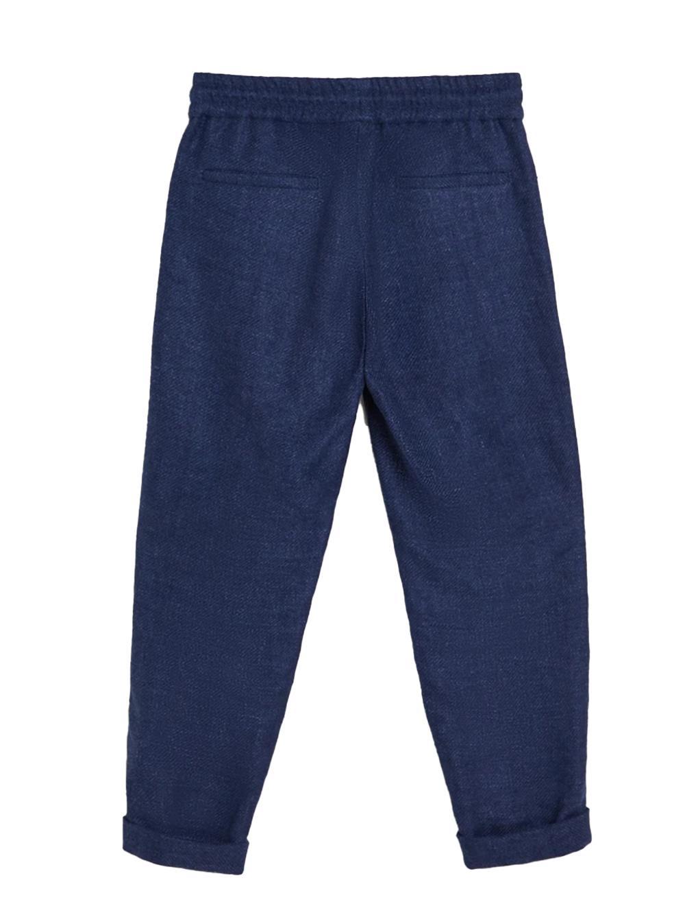 BRUNELLO CUCINELLI DRAWSTRING TWILL TAPERED TROUSERS