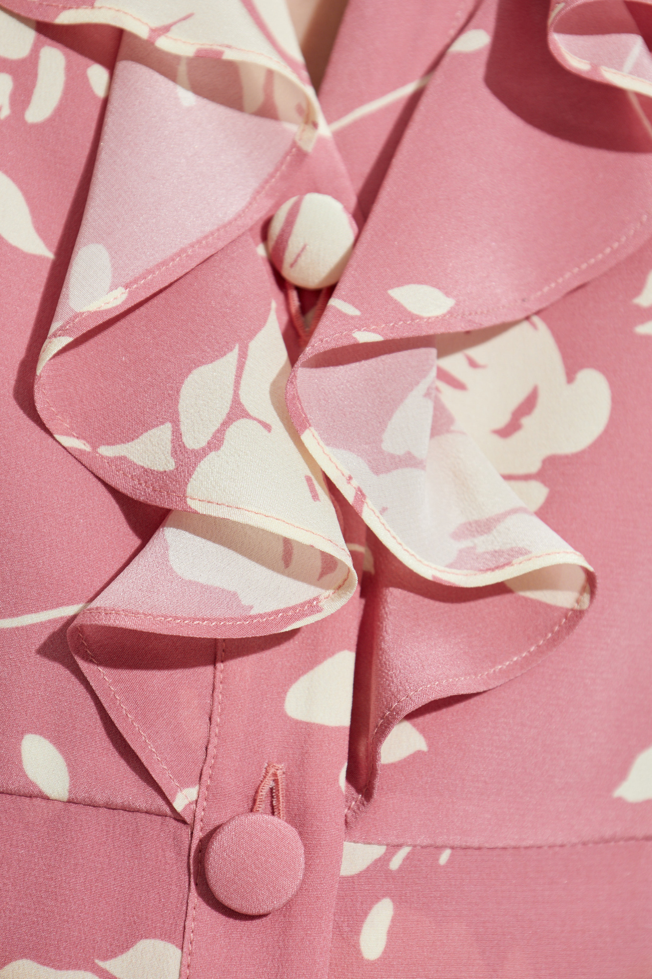 Alessandra Rich Floral Ruffled Silk Midi Dress In Pink