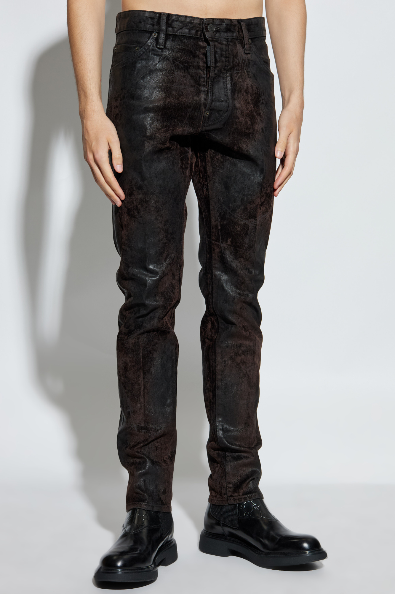 Dsquared2 Metallic-effect Trousers In Black