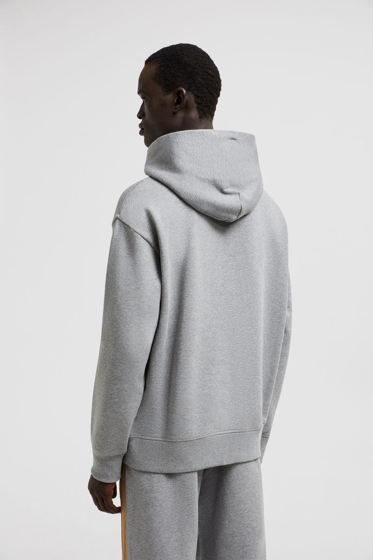 Moncler Cotton Hoodie With Hood And Drawstring In Gray