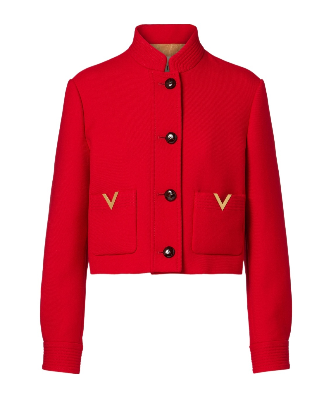 Valentino Vgold Wool And Silk Jacket In Red