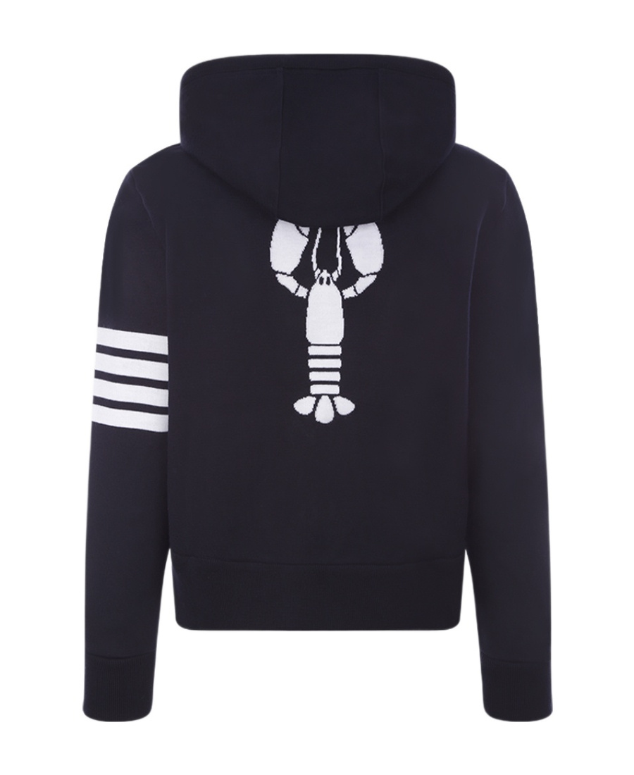 Thom Browne 4-bar Zip-up Wool Hoodie In Blue