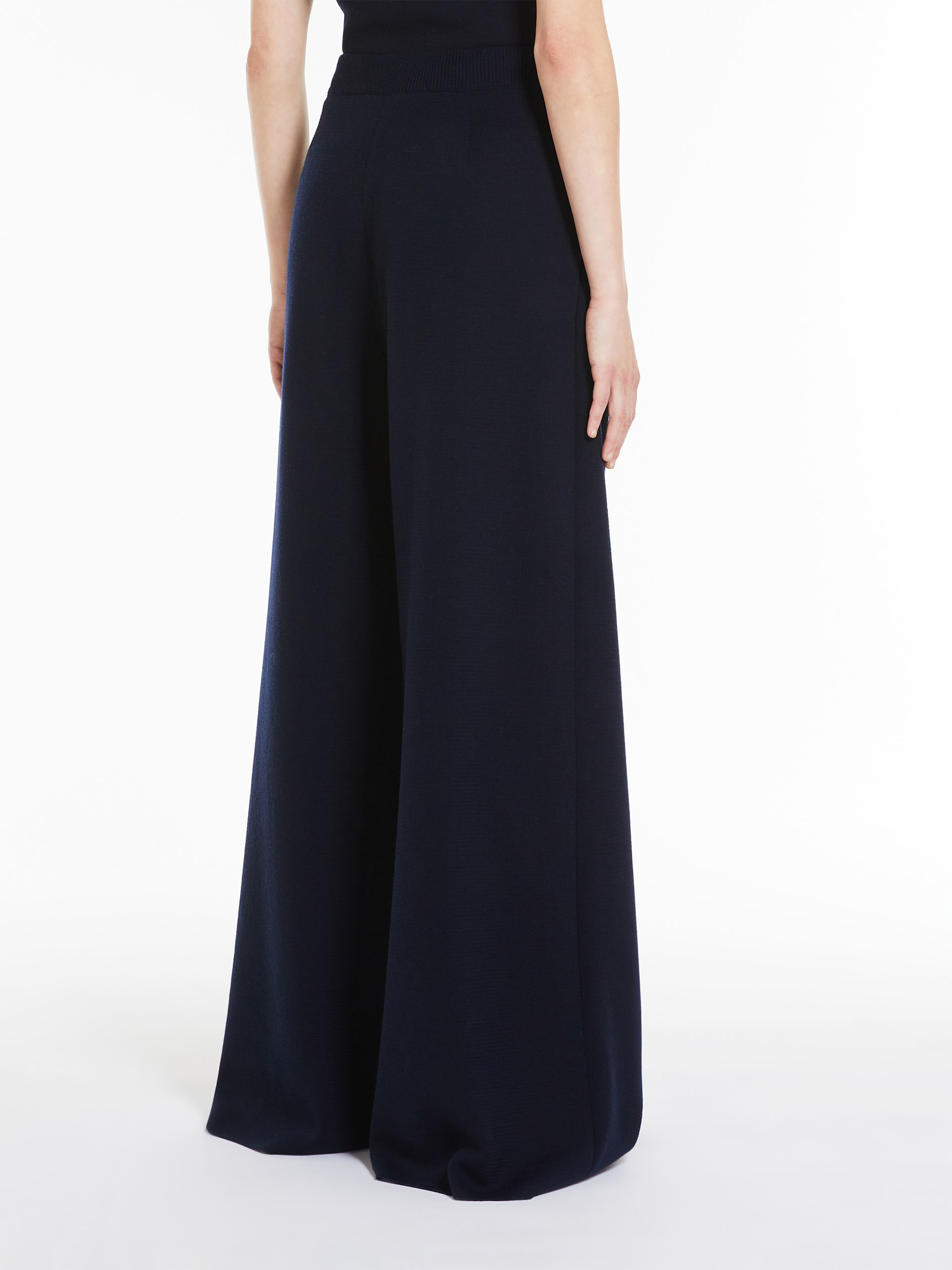 Max Mara Wide-legged Wool Casual Trousers In Black