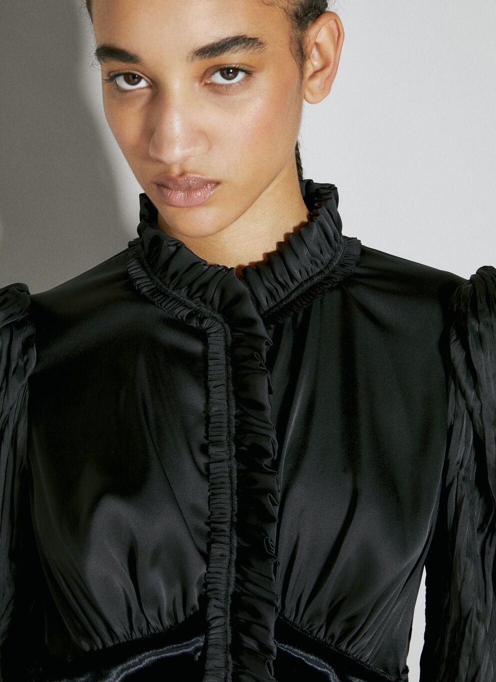 Rabanne Ruffle Panel Construction Top In Black