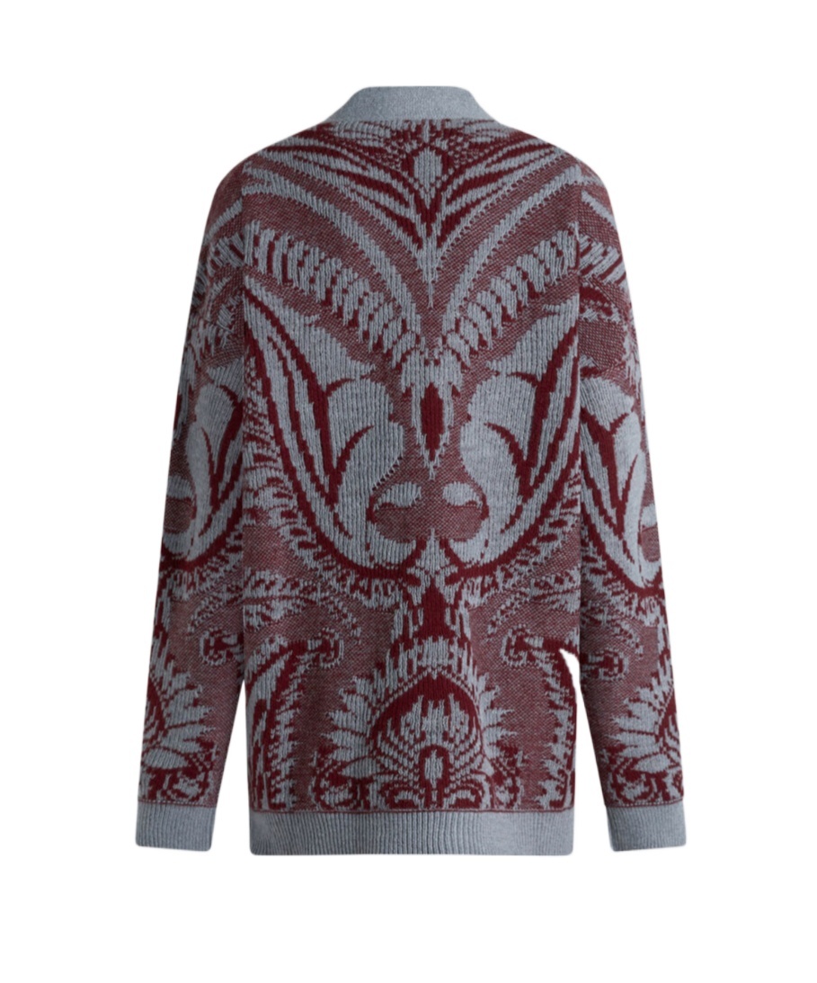 Shop Etro Jacquard Cardigan In Gray