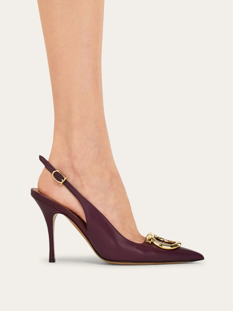 Ferragamo Sara Pointed Toe Slingback Pump In Animal Print
