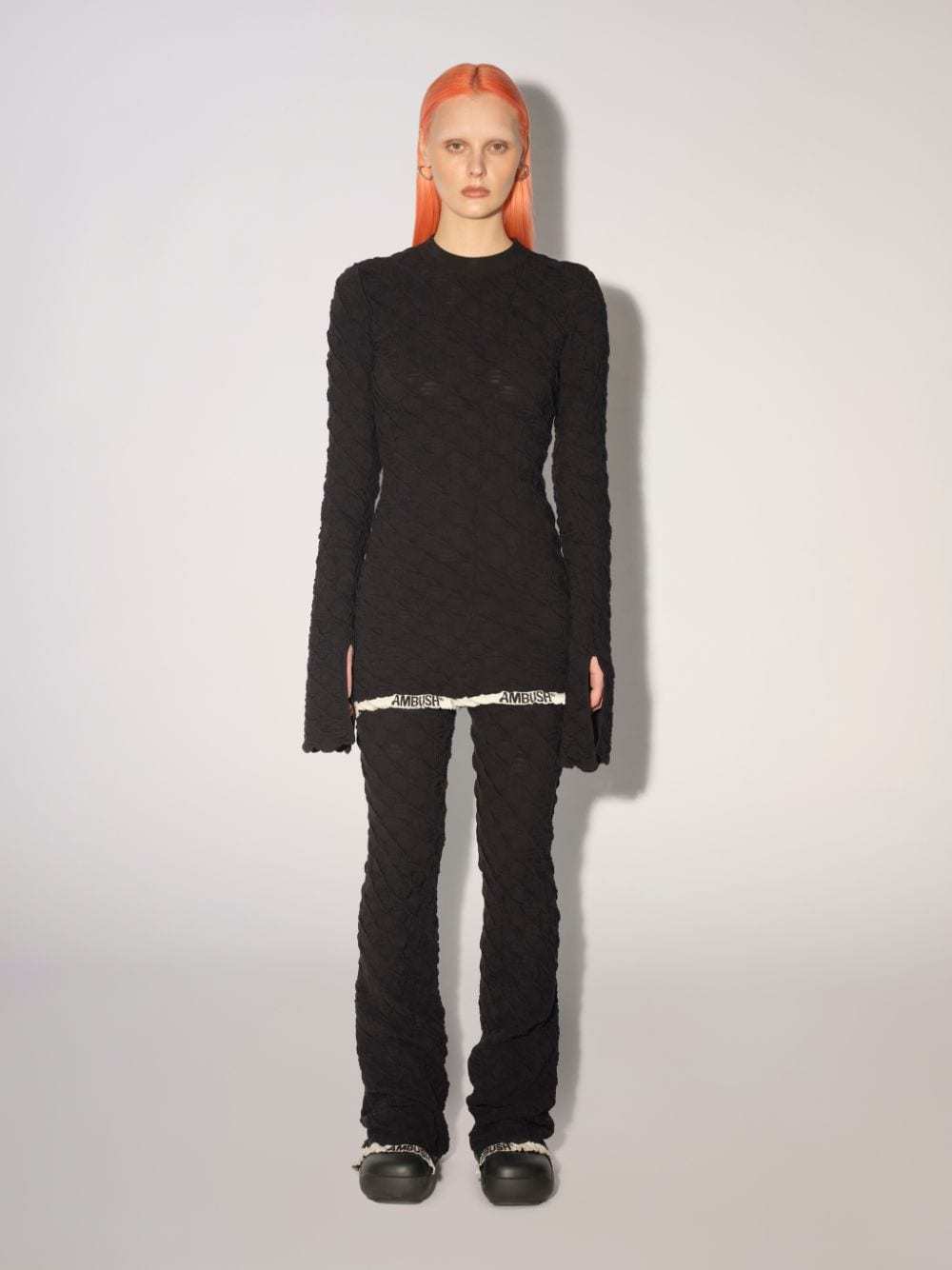 Ambush Textured Logo-hem Knit Jumper In Black