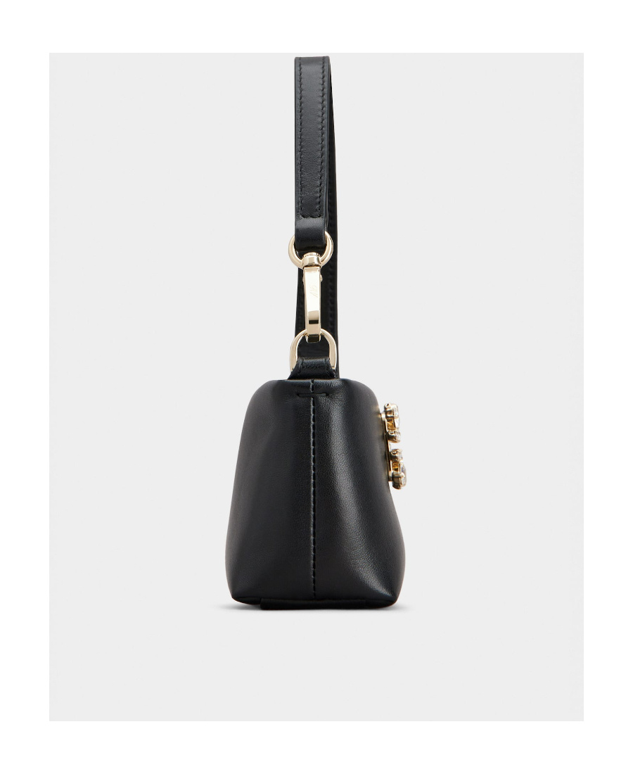 Roger Vivier Rv Nightlily Buckle Embellished Shouder Bag In Black