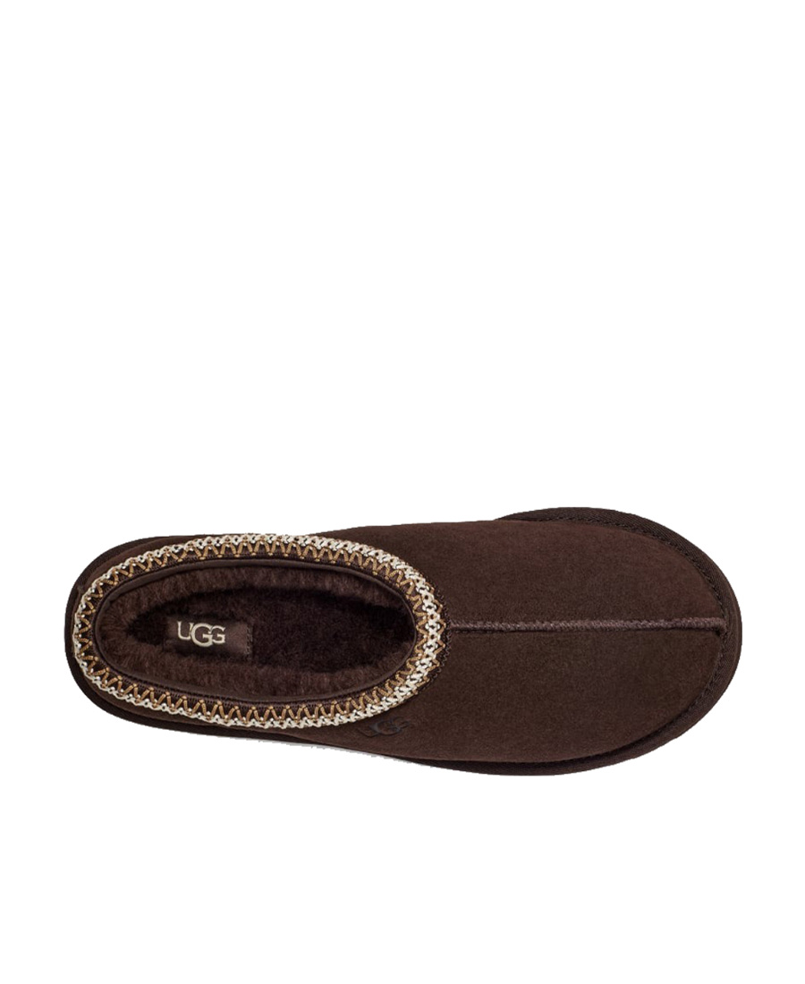 Ugg Mens Tasman Shearling-lined Suede Slippers Dark Brow In Black