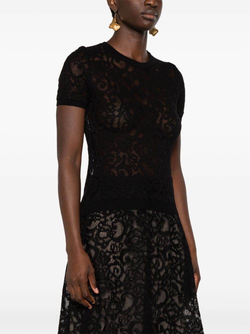 Moschino Knit Crewneck Jacquard Pattern In Black