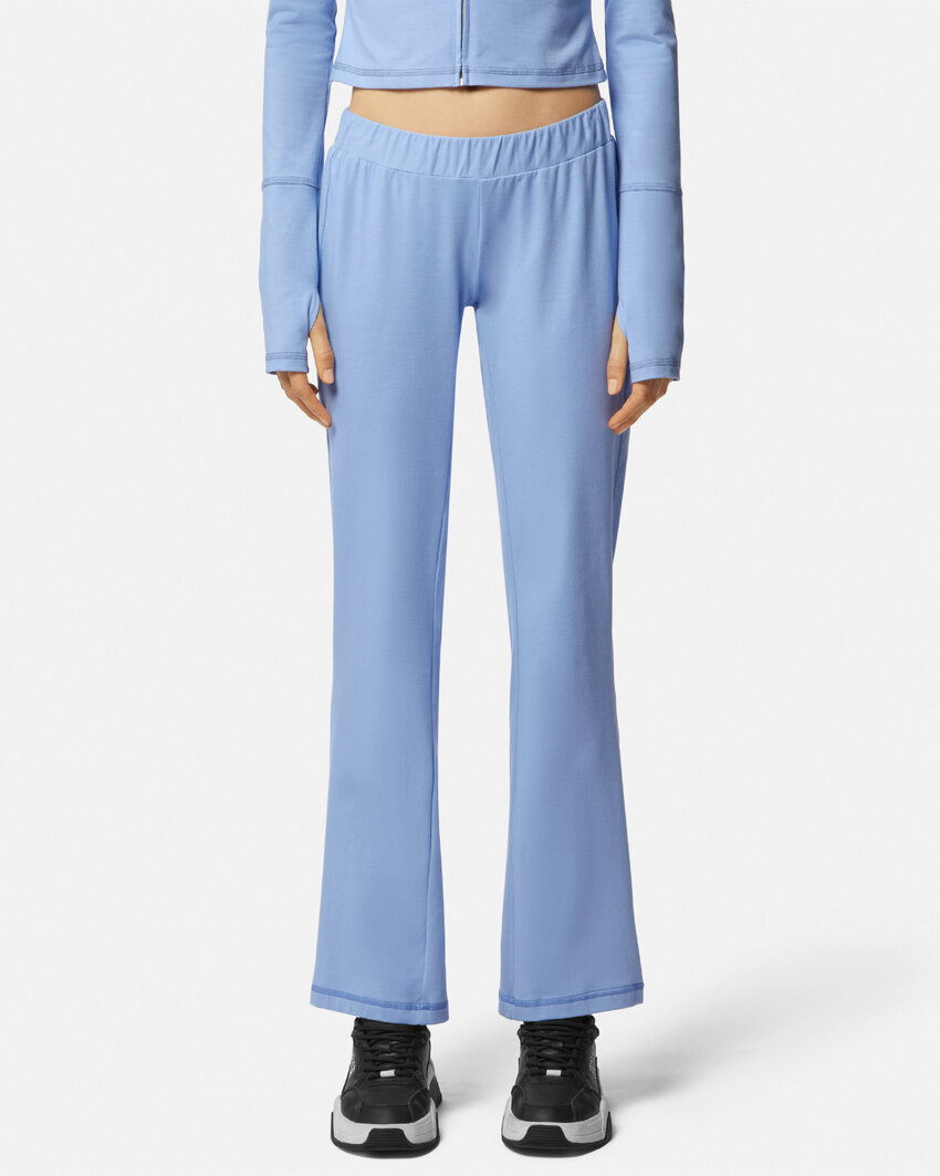 Versace Crystal Decoration Logo Sweatpants In Blue