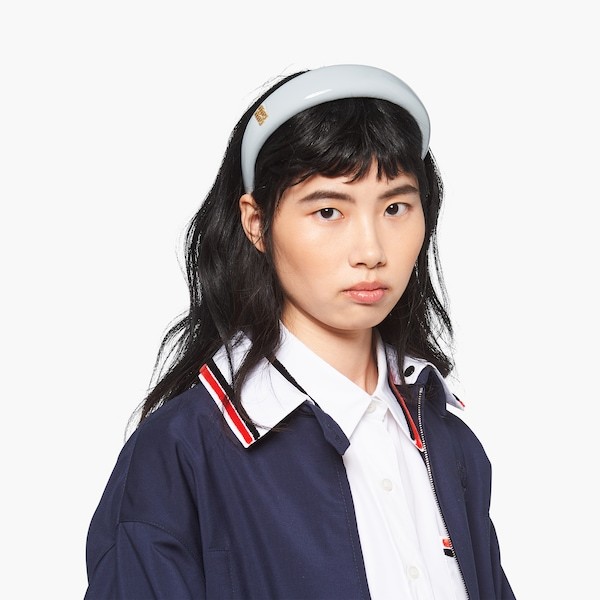 Miu Miu Patent Leather Headband In Blue