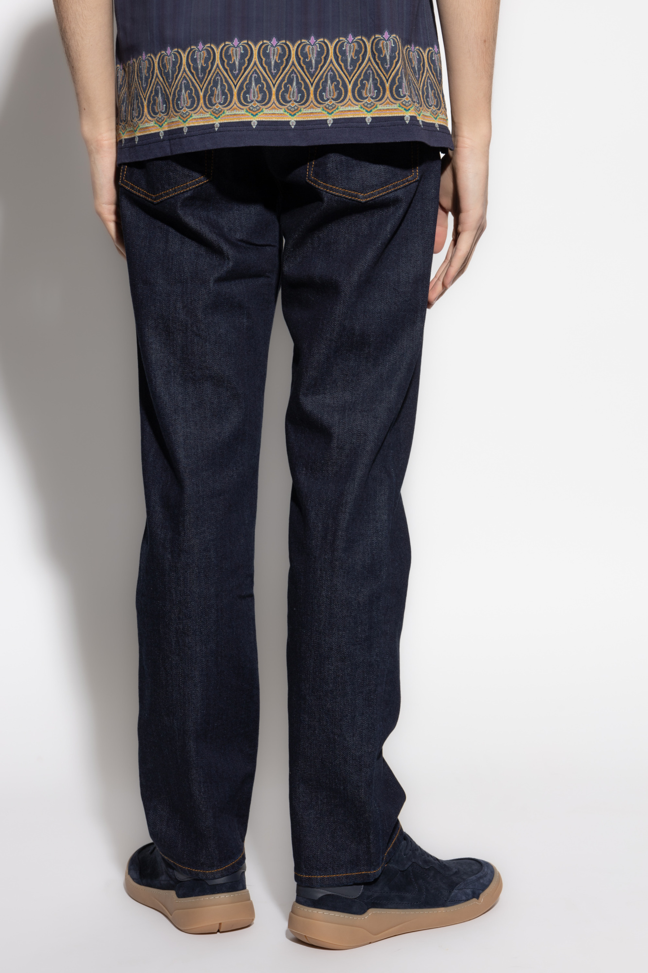 Etro Wool Blend Single Pleat Pants In Black