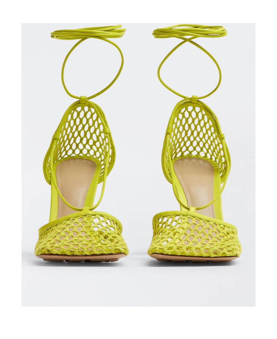 Bottega Veneta Stretch 90 Sandals In Mesh And Leather In Yellow
