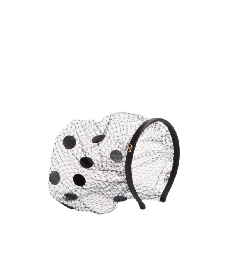 Valentino Velvet With Veil Headband In White