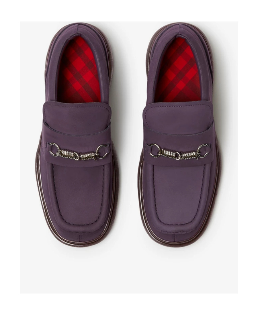 Burberry Creeper Clamp Suede Loafers In Purple