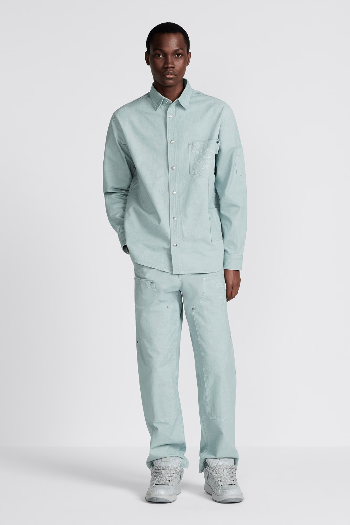 Dior Belt Ring Overalls Jeans In Blue