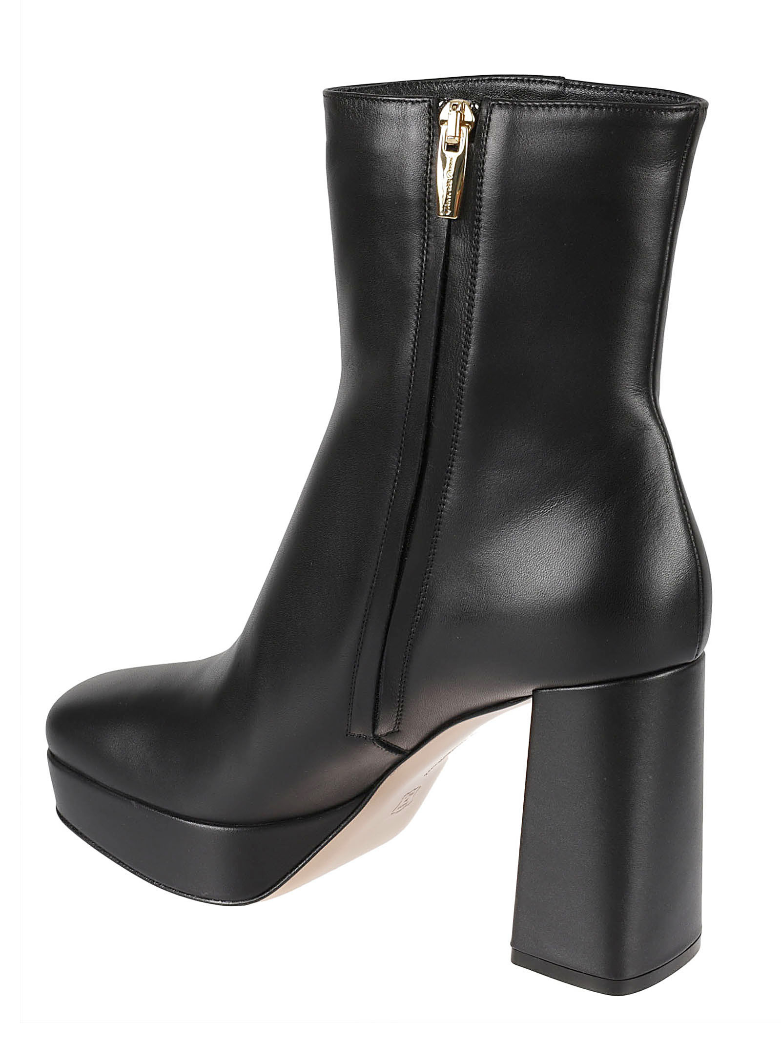 Gianvito Rossi Leather Platform Ankle Boots In Black