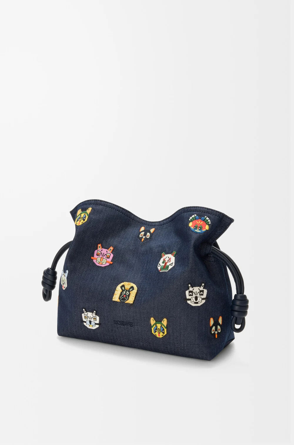 Loewe Logo Detail Embroidered Clutch Bag In Blue