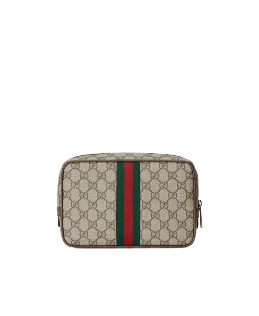 Gucci Savoy Toiletry Case With Web In Nude