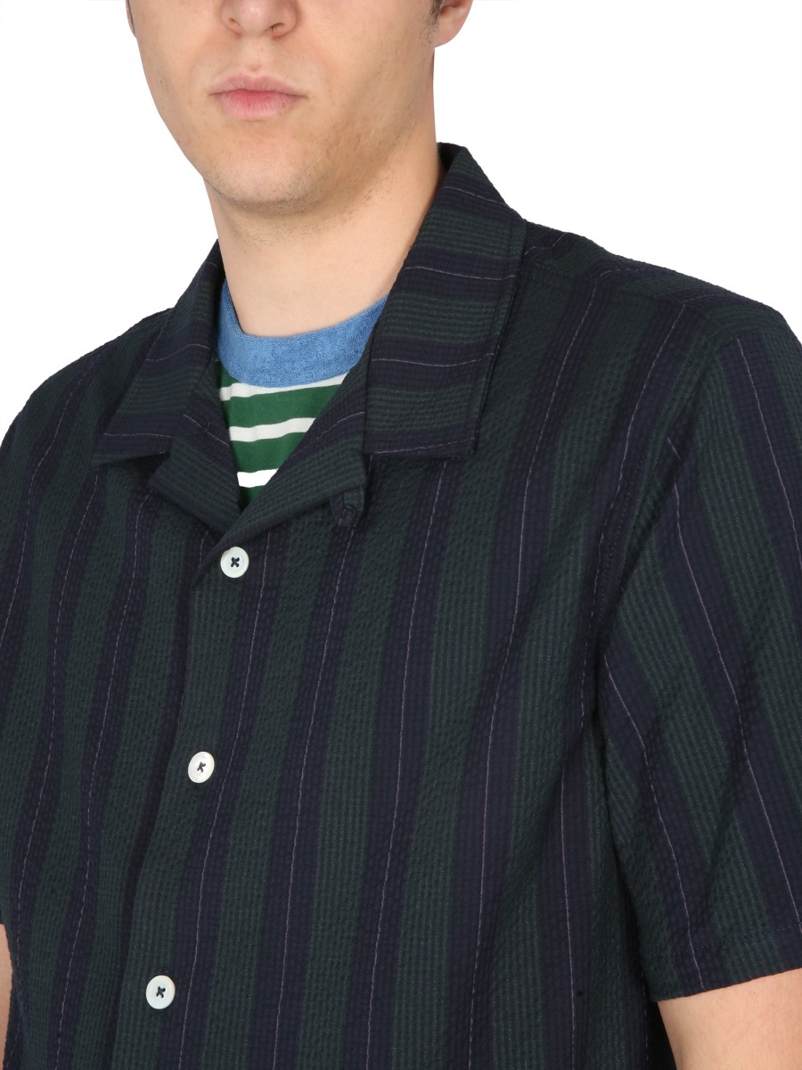 Howlin' Cotton Shirt Short Sleeves Striped Design In Black