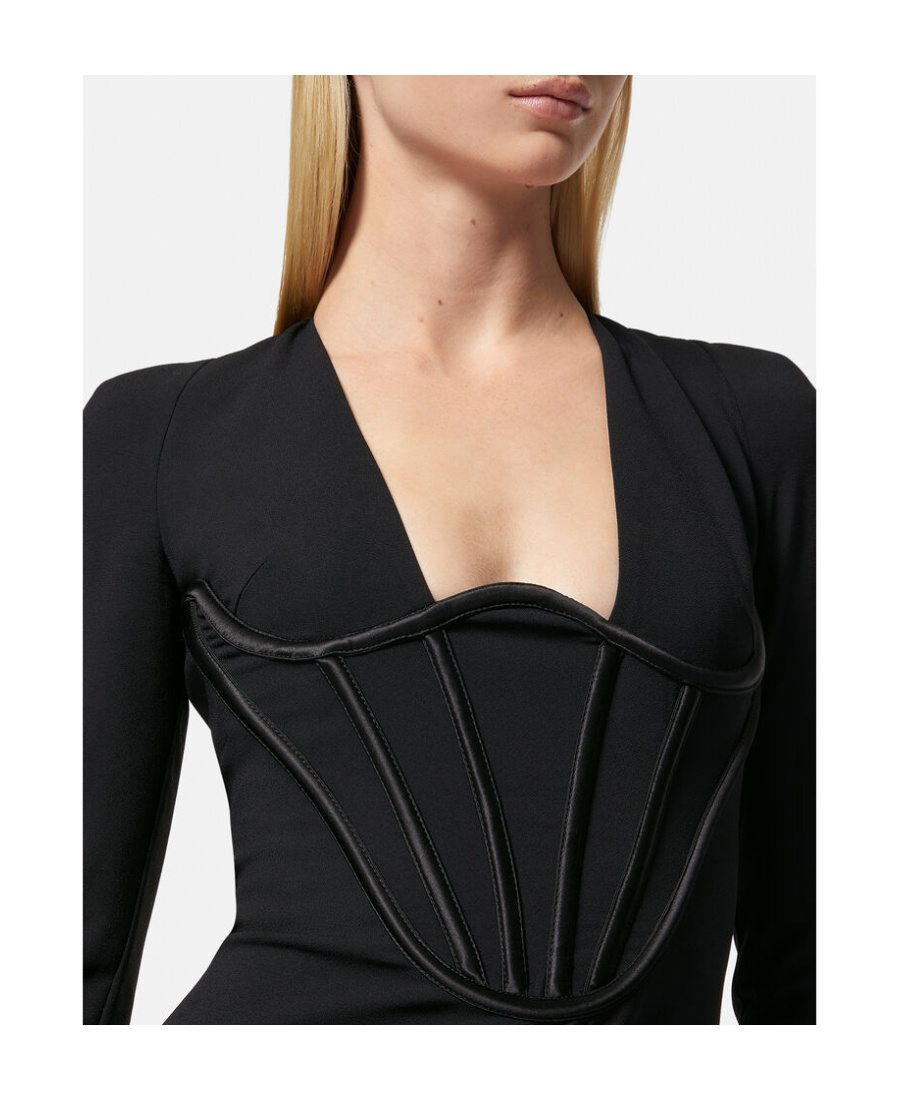 Versace Corset-style Minidress In Black