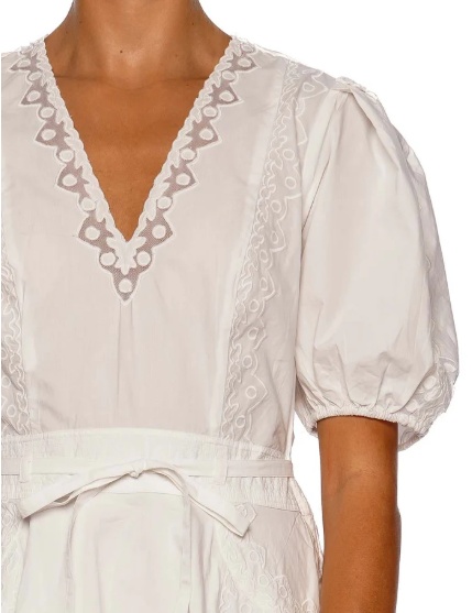 Ulla Johnson Embroidered Short-sleeved Mini Dress In White
