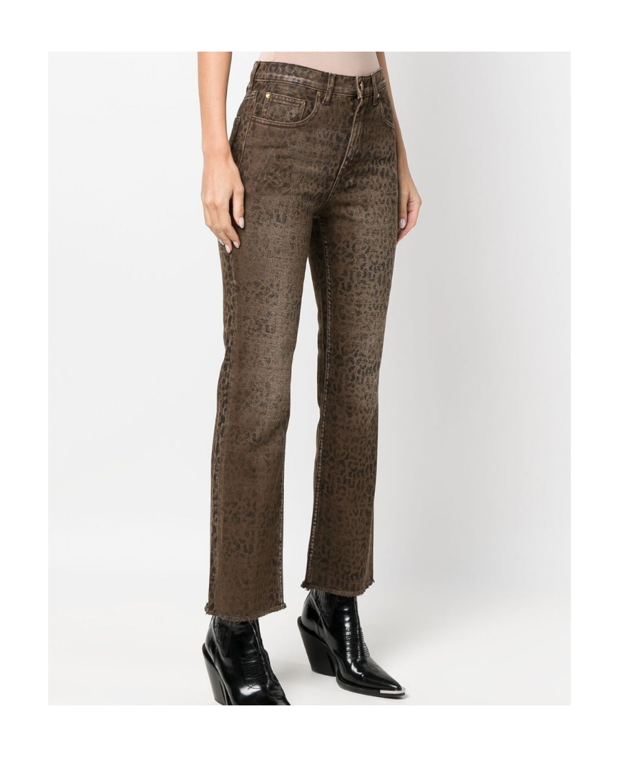 Golden Goose Faded Leopard-print Kick Flare Jeans In Brown