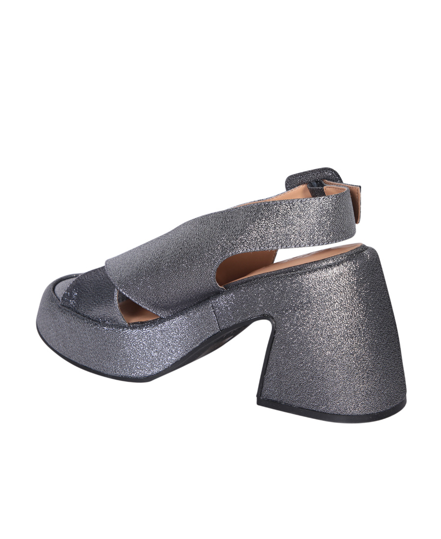 Ganni Metallic Slingback Sandals With Heel In Silver