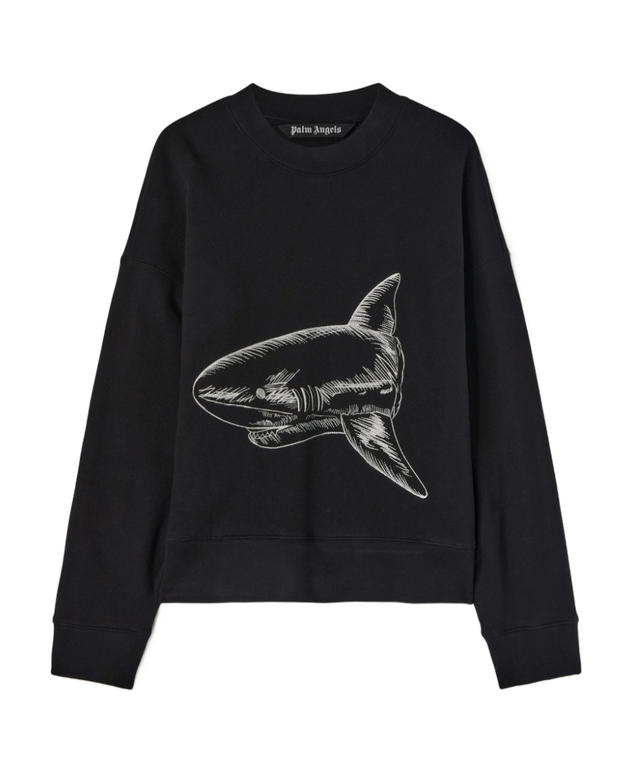 Palm Angels Broken Shark Print Sweatshirt In Black