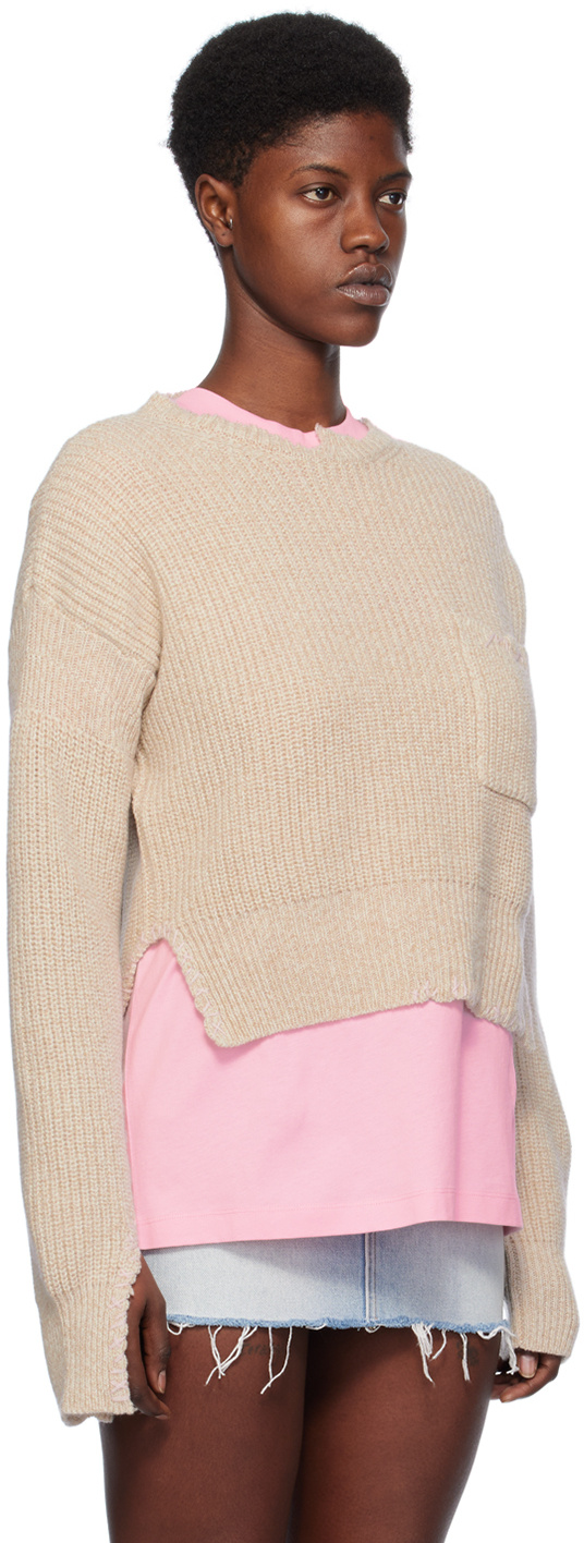 Marni Beige Mouliné Sweater In Pink