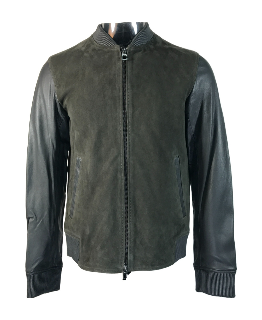 Emporio Armani Logo Leather Jacket In Black