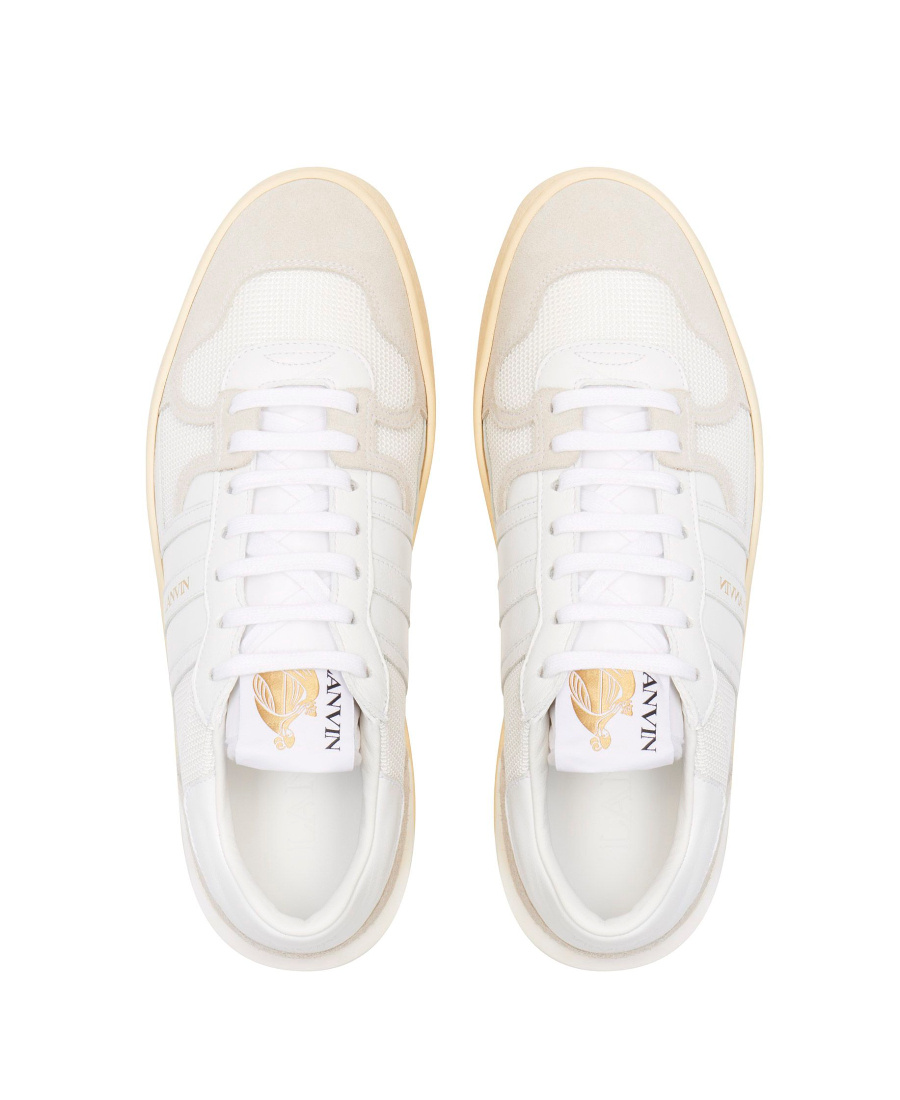 Lanvin Clay Leather & Mesh Low-top Sneakers In White