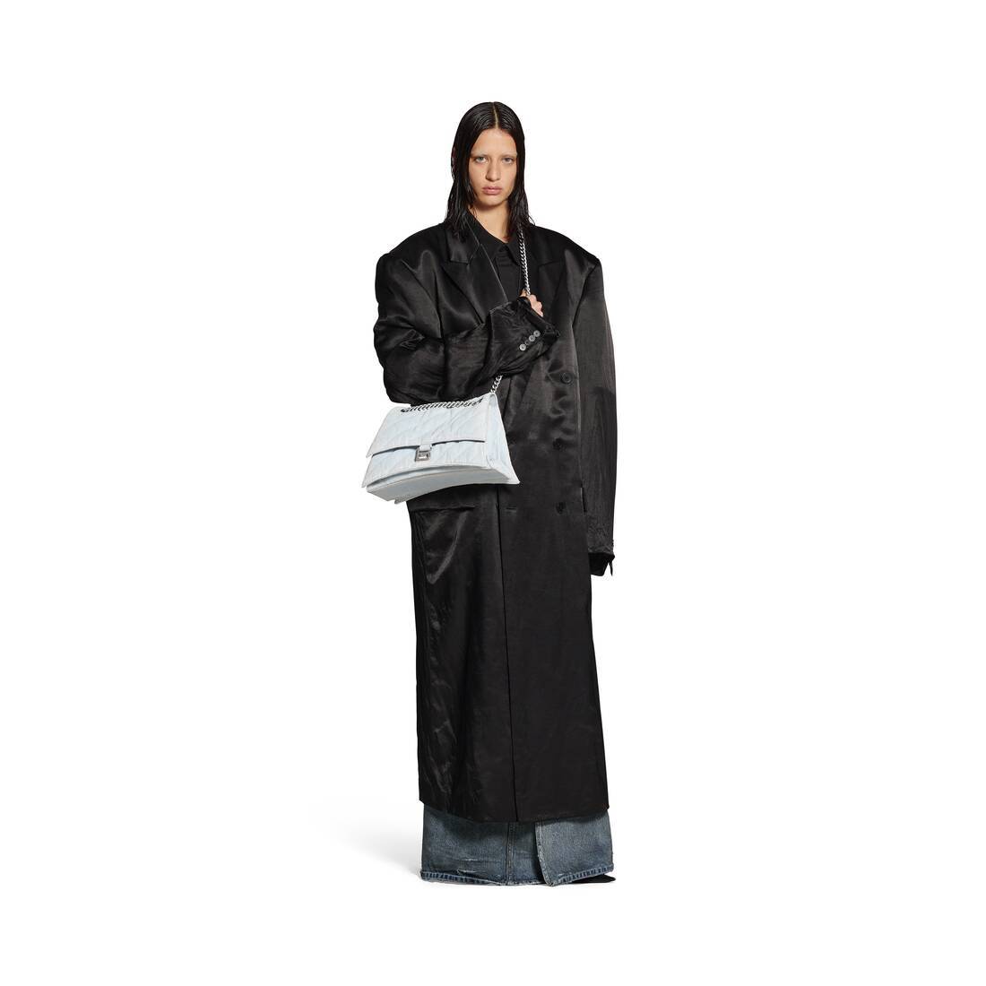 Balenciaga Medium Crush Quilted Denim Shoulder Bag In Blue
