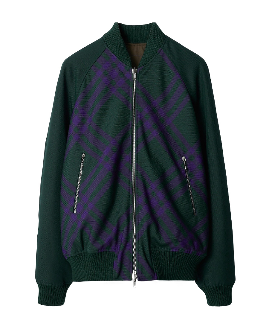 Shop Burberry Checked Reversible Bomber Jacket In Black