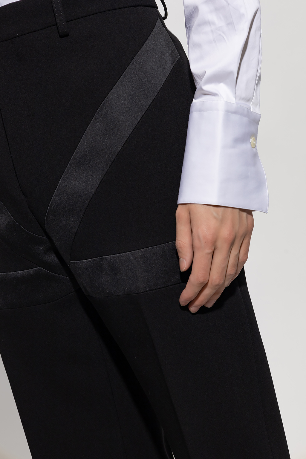 Ferragamo Inlay Tailored Trousers In Black