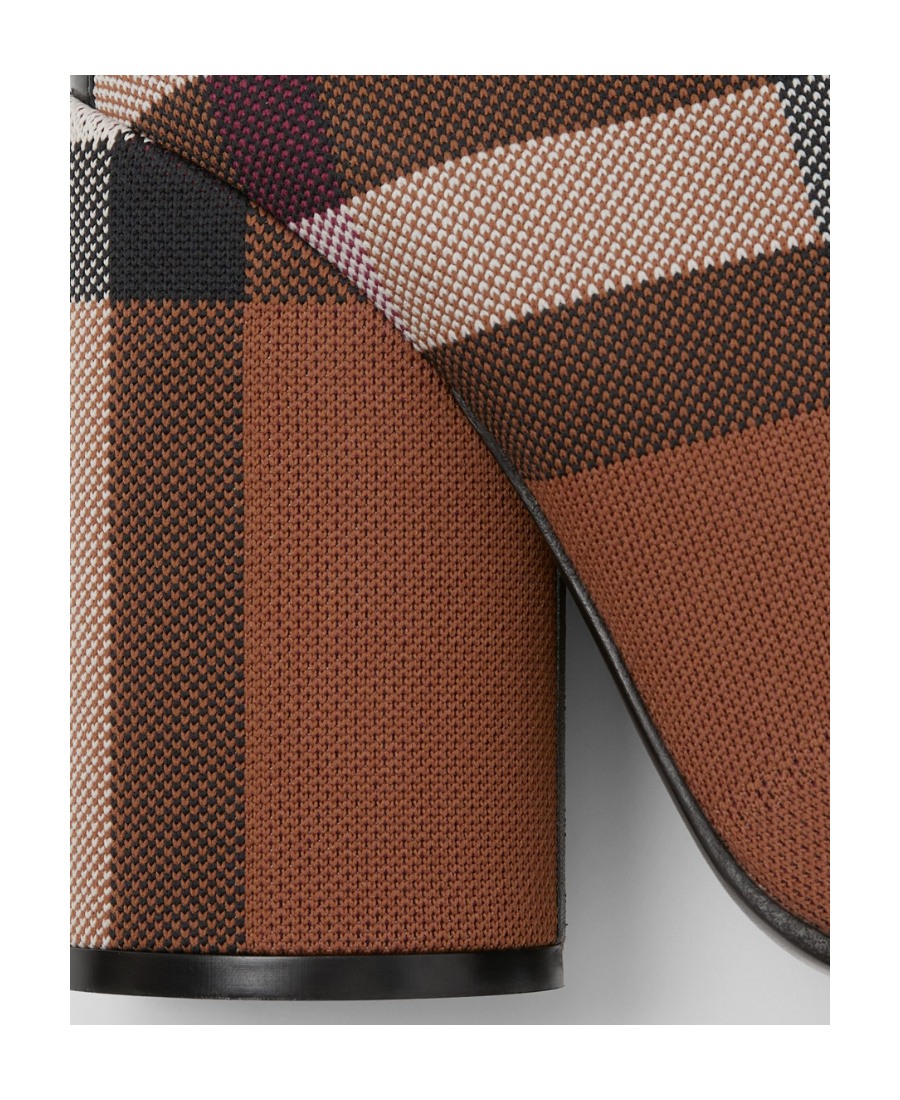 Burberry Anita Knit Check Over-the-knee Boots In Brown