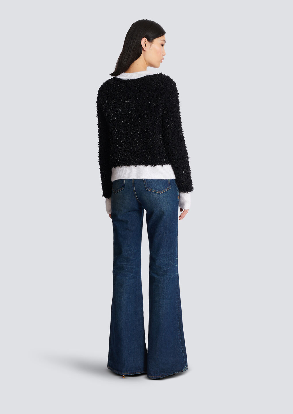 Balmain Buttoned Textured Knit Cardigan In Black