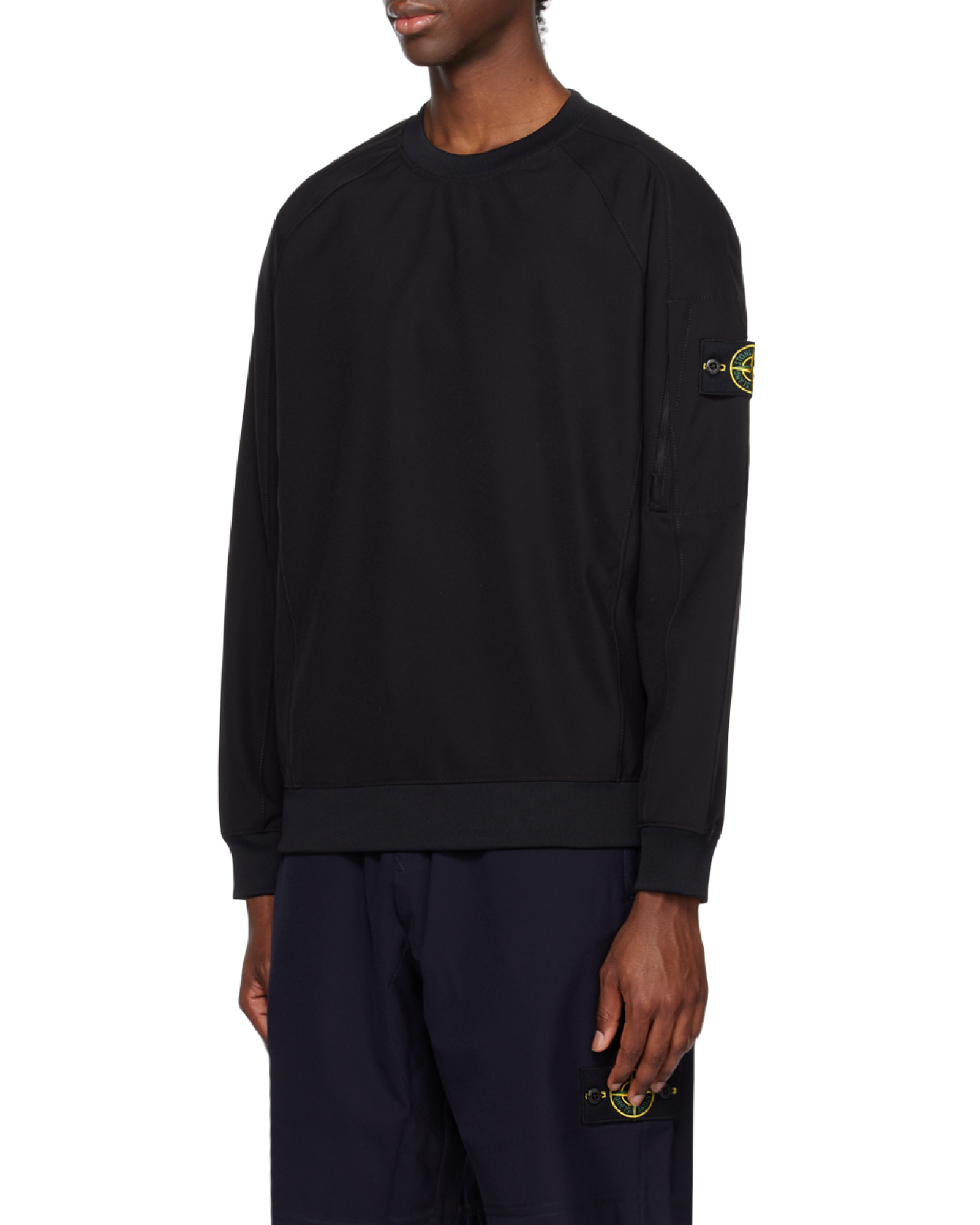 Shop Stone Island Compass-motif Long-sleeved Sweatshirt In Black