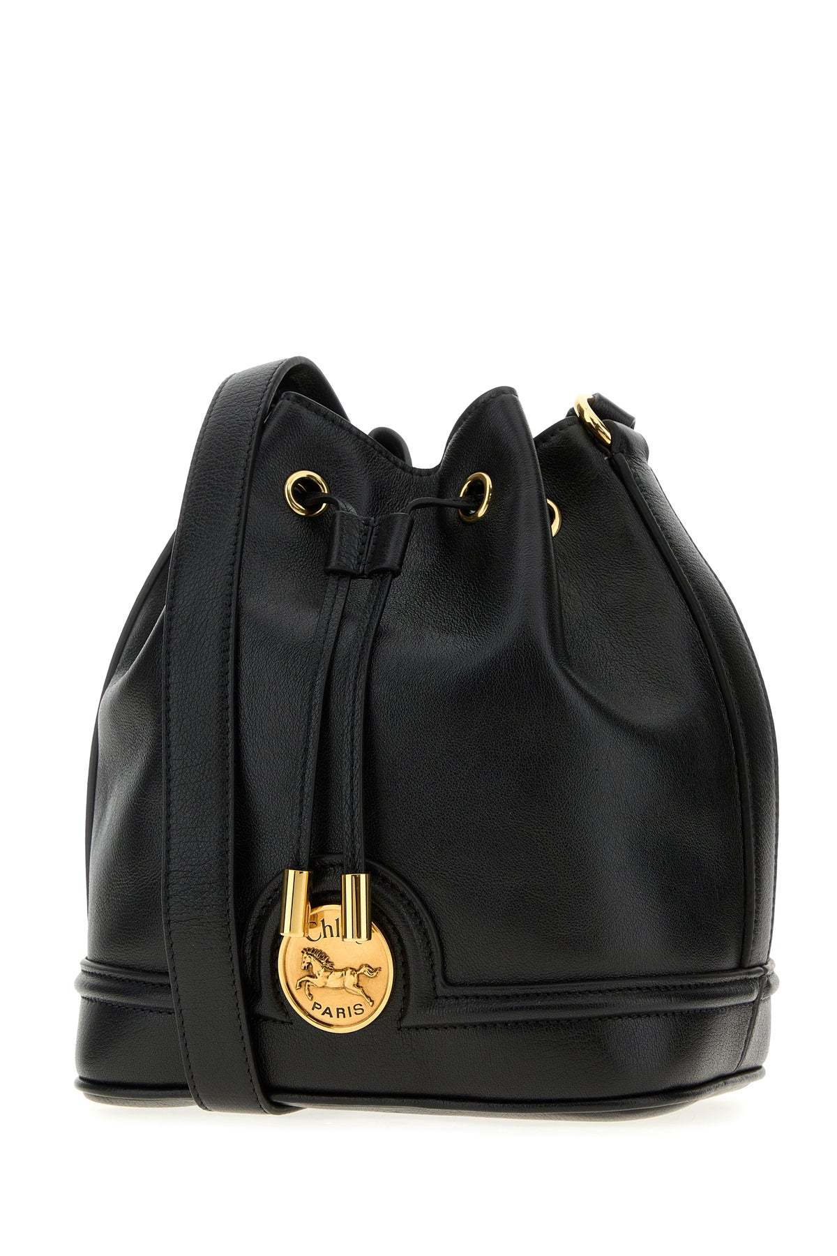 Chloé Leather Bucket Bag Adjustable Strap In Black