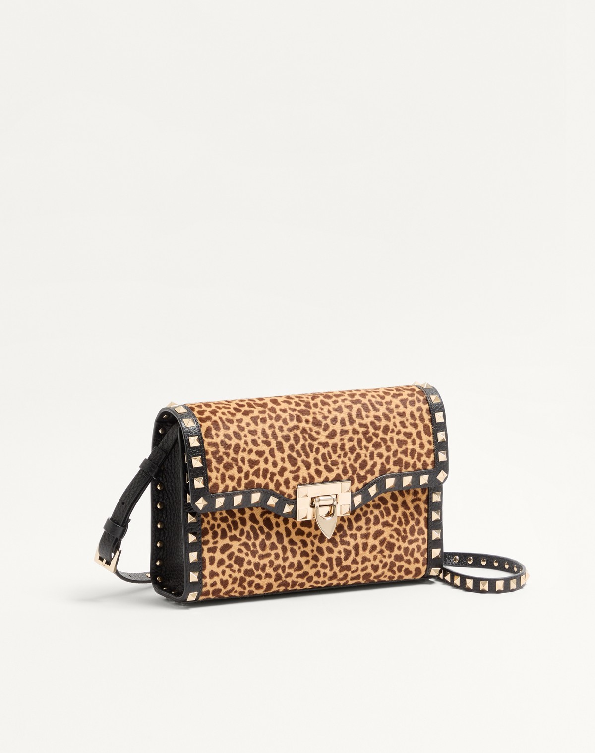 Valentino Garavani Rockstud Small Shoulder Bag In Pony-effect Calfskin With Animal Print In Multi