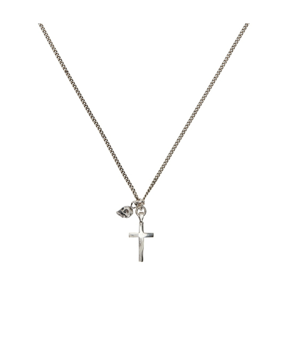 Emanuele Bicocchi Skull And Cross Necklace In Gray